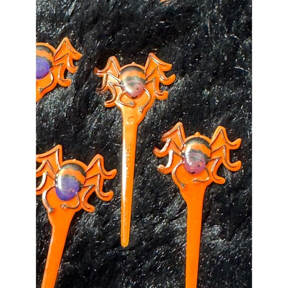 Halloween Orange Spider Cupcake Toppers Set Of 20 - Picture 2 of 4